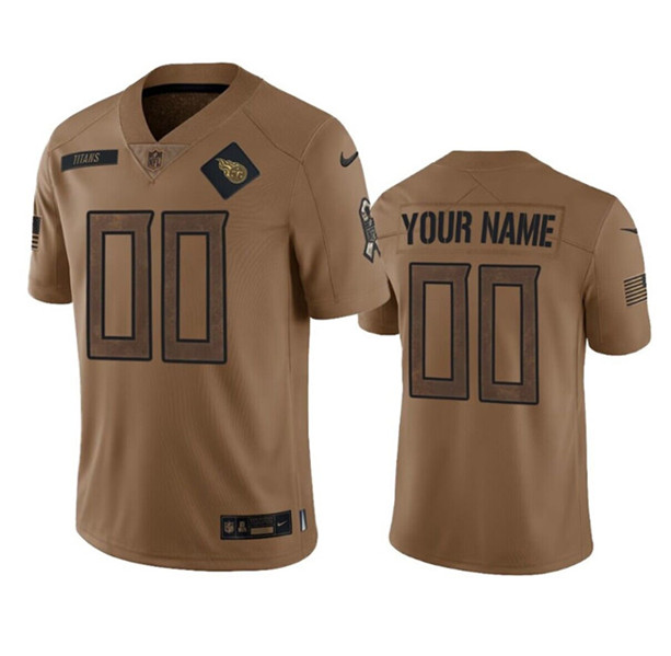 Men%27s Tennessee Titans Active Player Custom Brown 2023 Salute To Service Football Stitched Jersey->customized nfl jersey->Custom Jersey